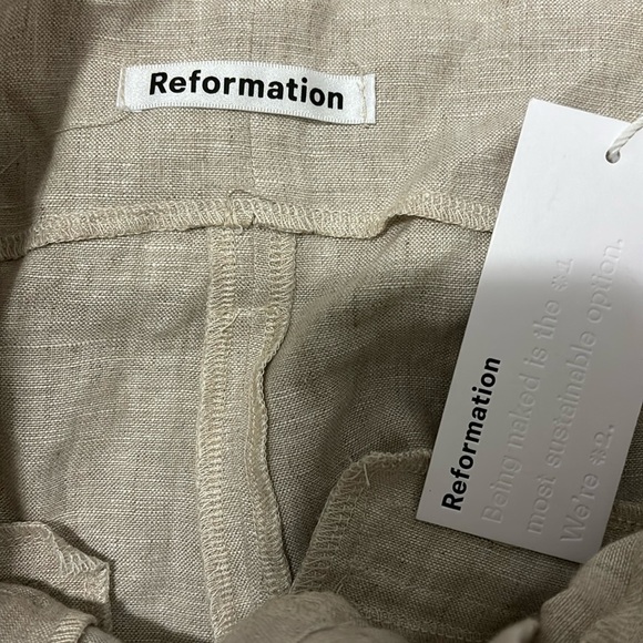 Reformation Norman High Waist Linen Pants Ankle Ties size 10 - Picture 4 of 5